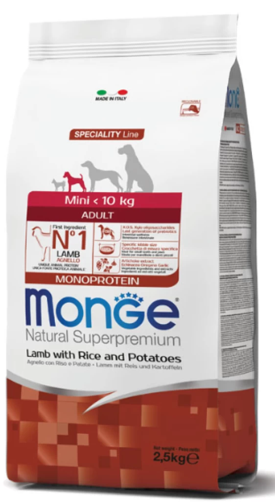 Monge Mini < 10 kg ADULT Lamb, Rice and Potatoes 2,5KG Monge Mini < 10 kg ADULT Lamb, Rice and Potatoes 2,5KG